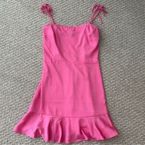 Express Pink Satiny ruffle mini dress